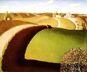 Grant Wood Spring Plowing USA oil painting reproduction